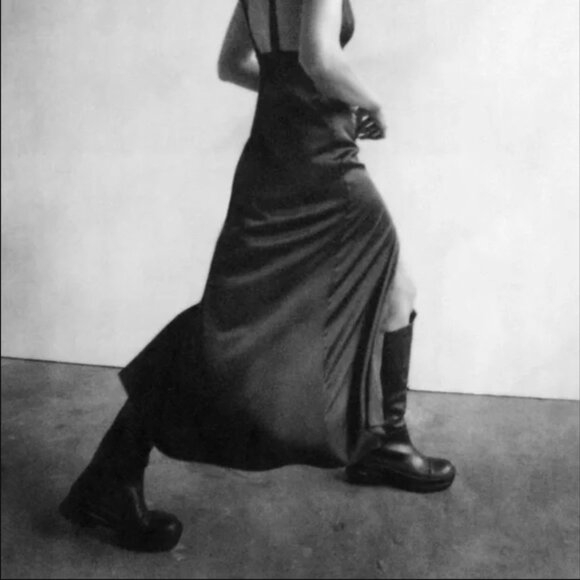 NWT Zara Vibram Black Knee-High Leather Lug Sole Boots Size 37 - Picture 9 of 10